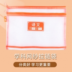 晨光（M&G）文具双层A4文件袋透明网格学科分类袋 学生试卷科目分类拉链袋文具袋 ADM929SR 【双层】语文科 1个